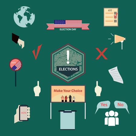 A set of signs and symbols describing the election or vote. Presidential elections in Americaのイラスト素材