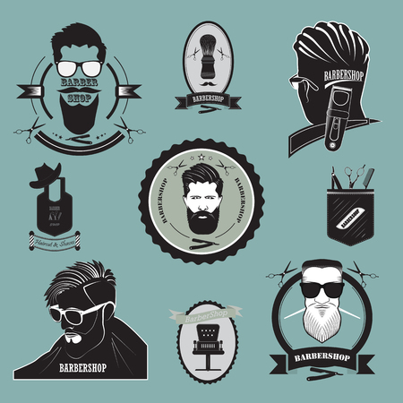 A set of logos associated with hairdressing activities.のイラスト素材