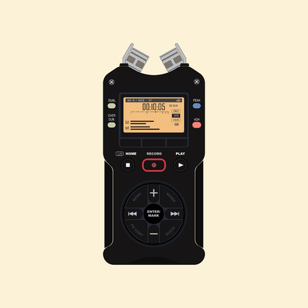 Audio recorder for recording and working with sound. Device for recording and creating sound effects.のイラスト素材