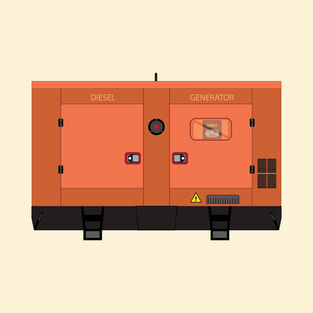 Industrial diesel generator on a white background in a flat style.のイラスト素材