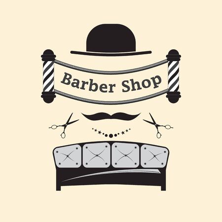 Signboard for a hairdresser and barbershop salons on a white background. Hair salon accessories.のイラスト素材