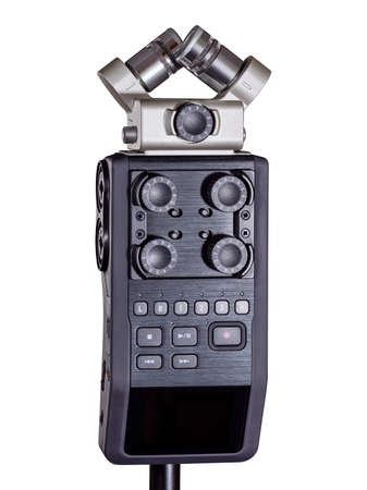 Field recorder and microphone isolated on white backgroundの写真素材