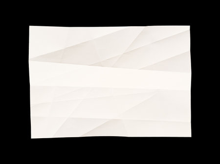 White blank crumpled paper texture isolated on black backgroundの写真素材
