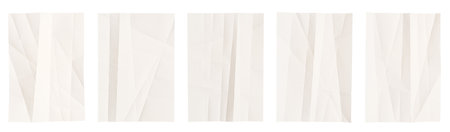 Set of creased and wrinkled paper posters isolated on white backgroundの写真素材