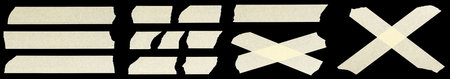 Collection of a different pieces of duct tape isolated on black backgroundの写真素材