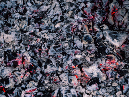 Orange burning embers as an abstract backgroundの写真素材
