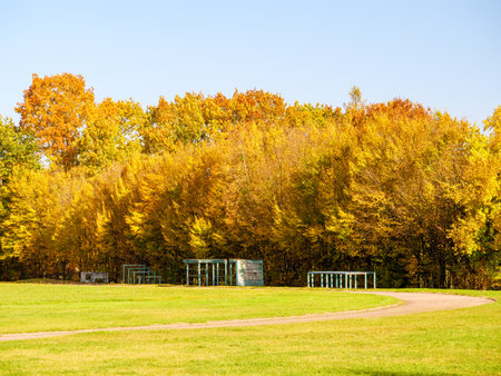 Obstacle course in the fall training parkの写真素材