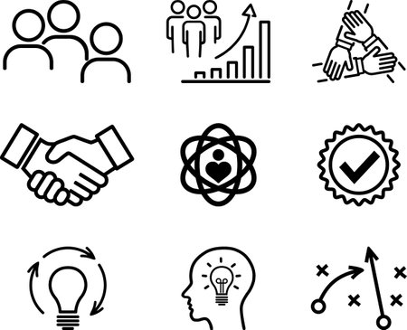 Core value icons as concept of company or corporate business managementのイラスト素材