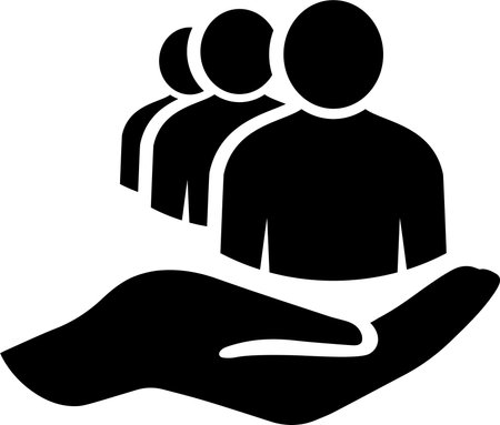People in the palm of your hand icon as a social conceptのイラスト素材