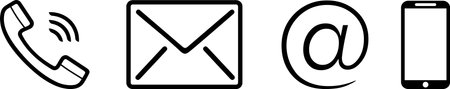 Phone, email, address and mobile phone icons as support, feedback and contact data conceptのイラスト素材