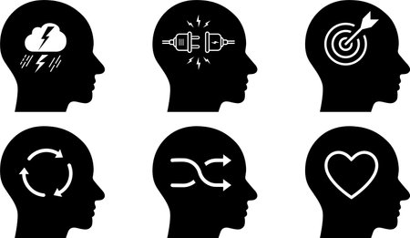 Flat icons as concept of human emotion state and mental balanceのイラスト素材