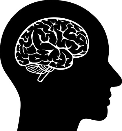 Flat icon of human brain as concept of brainstorm and thinkingのイラスト素材