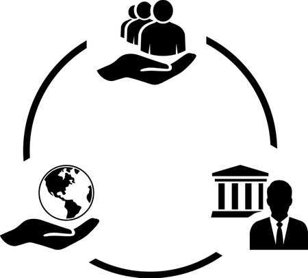 Environmental conservation and the principles of sustainable development icons as ESG conceptのイラスト素材