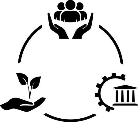 Environmental conservation and sustainable business icons as ESG conceptのイラスト素材