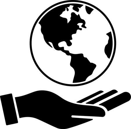 Earth global planet in the palm of hand icon as a concept of environmental conservationのイラスト素材