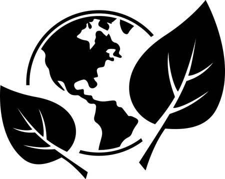 The icon of a leaf on global planet Earth as a concept for environmental preservationのイラスト素材