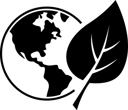 The icon of a leaf on planet Earth as a concept of environment conservationのイラスト素材