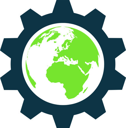 Icon of a earth planet in the cogwheel as a responsibilitiesのイラスト素材