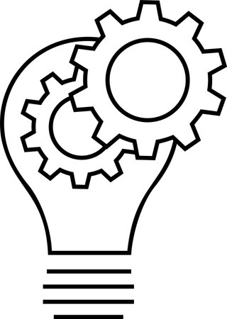 Linear idea generation icon in form of lamp as a concept of new vision and thinkingのイラスト素材