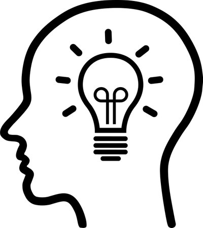 Smart human head line icon as concept of brain idea and imaginationのイラスト素材
