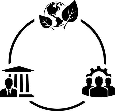 Reduced environmental impact as ESG principles concept in the form of vector iconsのイラスト素材