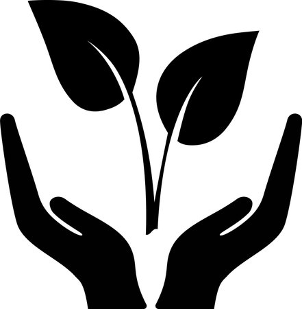 The icon of a sprouting plant between two palms as a concept of environmental conservationのイラスト素材