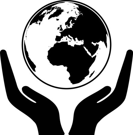 Planet Earth in hands icon as a concept of environmental conservationのイラスト素材