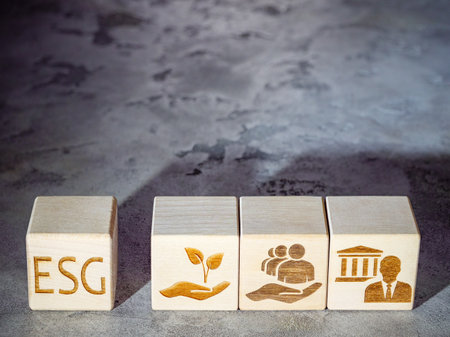 ESG symbols as a concept of corporate business management criteriaの写真素材