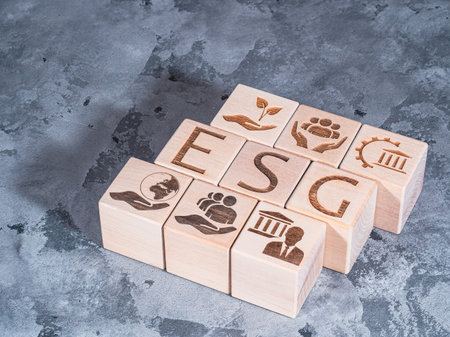 ESG symbols as a concept of corporate business management principlesの写真素材