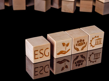 Environmental, Social and Governance symbols as a concept for following ESG principlesの写真素材