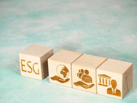 ESG symbols as a concept of environmental conservation, governance and social principlesの写真素材