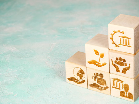 ESG symbols as a concept of business management, company governance and environmental conservationの写真素材