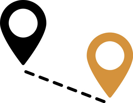 Pin icons as a concept for finding a route between locationsのイラスト素材