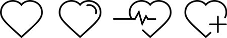 Set of linear heart icons as a concept of love, donation, charity and empathyのイラスト素材