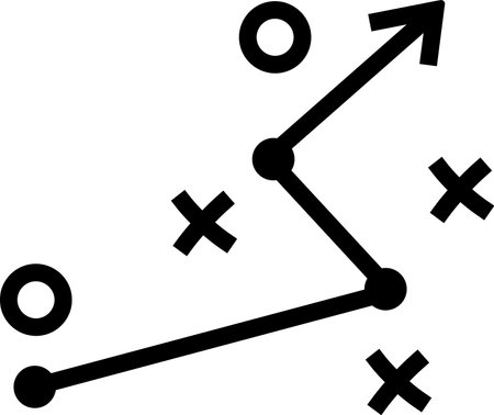 Linear icon of direction arrow as concept of strategy and tacticのイラスト素材