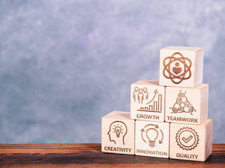 Symbols of core values as a company management strategyの写真素材