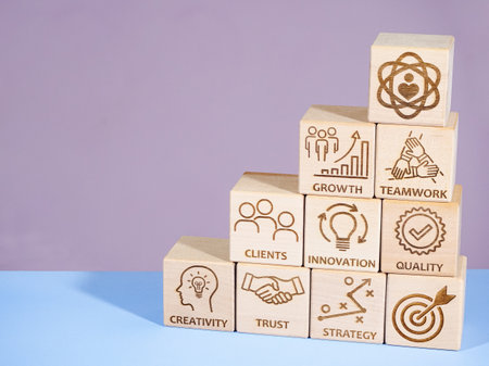 Symbols of core values as a concept of successful corporate governanceの写真素材