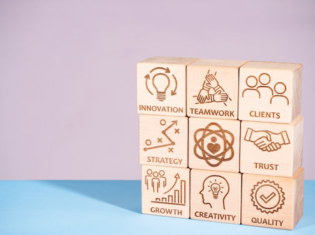 Symbols of core values as a concept for successful company managementの写真素材