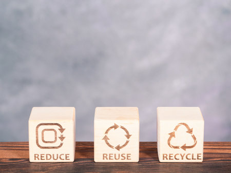 Reduce, Reuse, and Recycle symbols as a resource conservation business conceptの写真素材