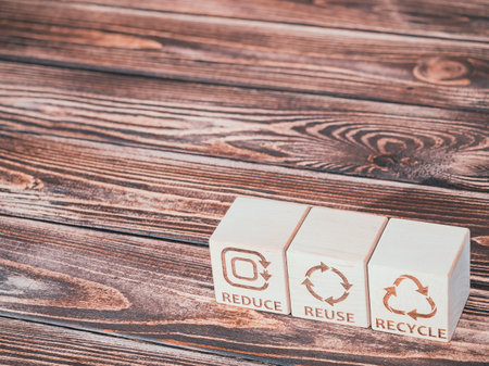 Reduce, Reuse, and Recycle symbols as a concept of resources conservation business strategyの写真素材
