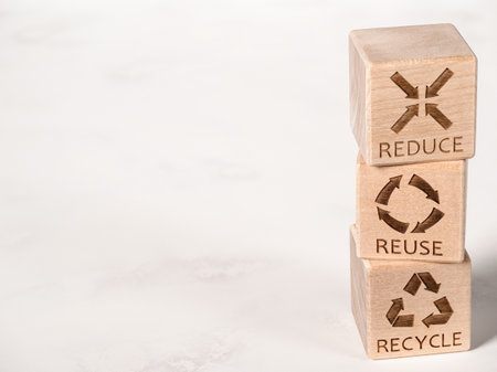 Reduce, Reuse, and Recycle symbols as an environmental conservation conceptの写真素材