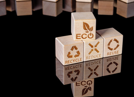 Reduce, Reuse, and Recycle symbols as a resource-oriented business conceptの写真素材