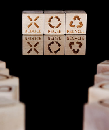 Symbols Reduce, Reuse and Recycle as a concept of modern businessの写真素材