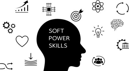Soft power skills icons as a business development conceptのイラスト素材