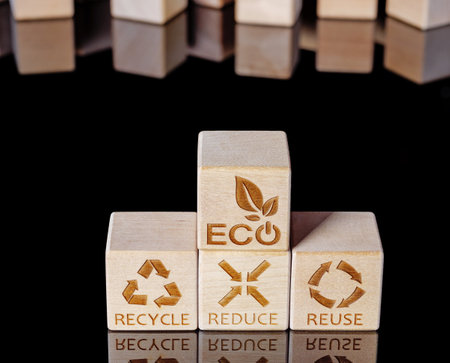 Reduce, Reuse, and Recycle symbols as an environmental-oriented business conceptの写真素材