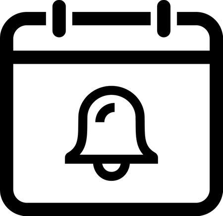 Linear icon of bell on tear-off calendar as reminder of eventのイラスト素材