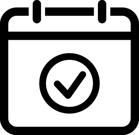 Linear icon of checkmark on tear-off calendar as reminder of eventのイラスト素材
