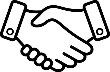 Linear vector icon of handshake of two hands as concept of trust, insight and partnershipのイラスト素材