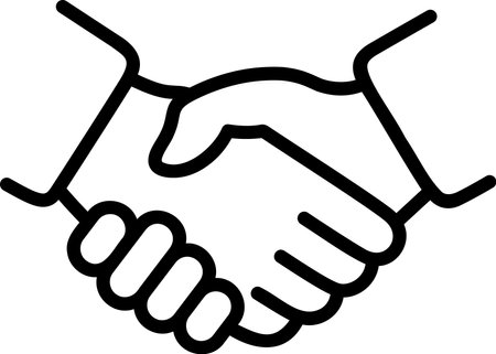Linear vector icon of handshake of two hands as concept of trust, commitment and partnershipのイラスト素材