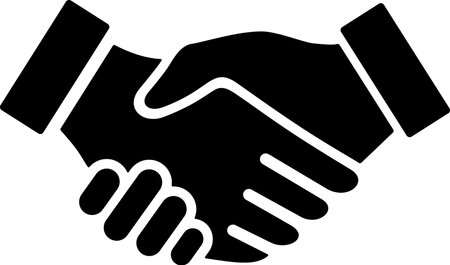 The icon of handshake of two hands as concept of trust and support, flat designのイラスト素材